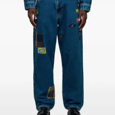 Брюки с нашивками и лейблом