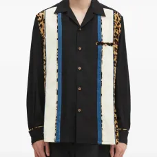 Рубашка с вставкой с анималистичным принтом Рубашка с вставкой с анималистичным принтом