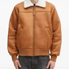 Куртка на молнии с воротником из овчины