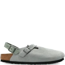 Замшевые мюли с ремешком и пряжкой