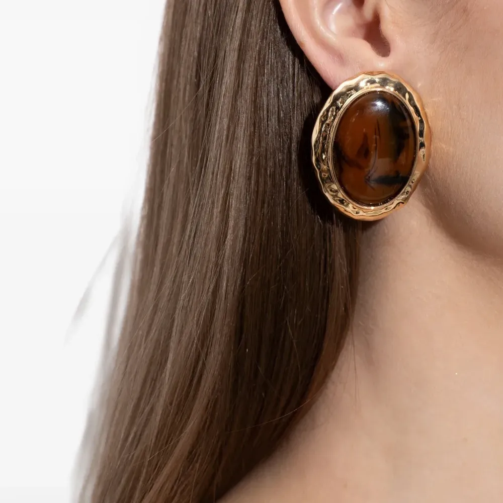 Серьги круглой формы из черепахового пластика