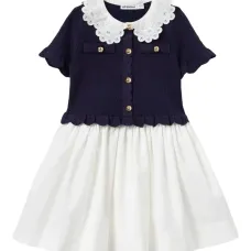 Мини-платье с кружевным воротником