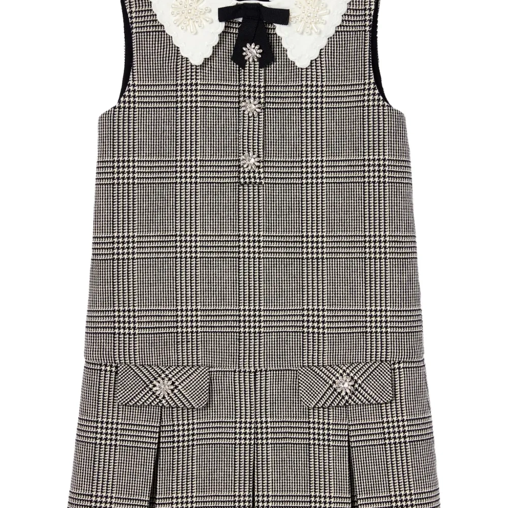 Платье в клетку с бантом