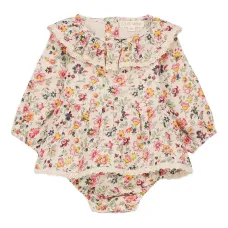 Комбинезон с цветочным принтом и оборчатым воротником Комбинезон с цветочным принтом и оборчатым воротником