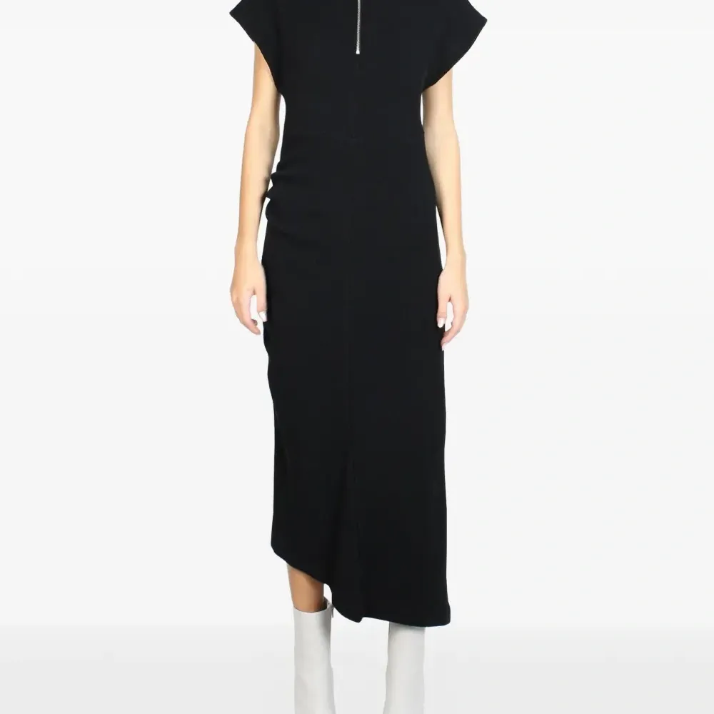 Платье миди с воротником на молнии и капюшоном