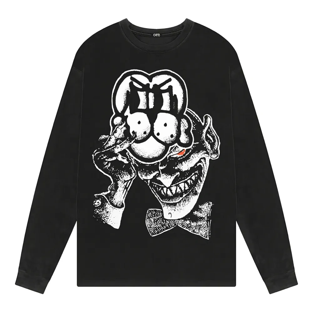 Лонгслив с принтом в виде маски