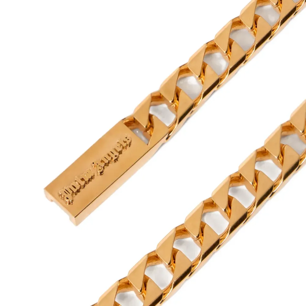 Цепочка-ожерелье с пластиной-логотипом и звеньями в стиле "кубинка"