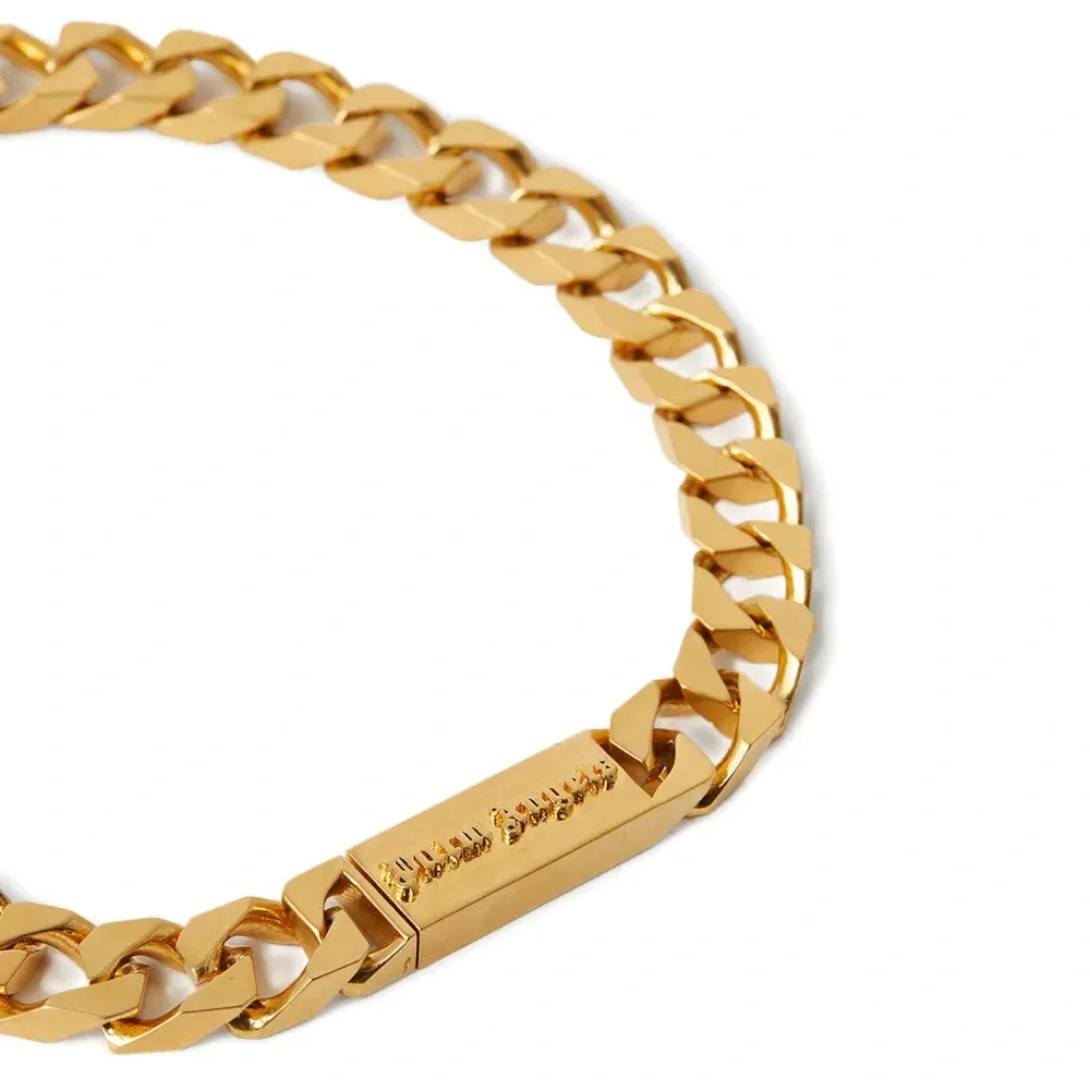 Цепочка-ожерелье с пластиной-логотипом и звеньями в стиле "кубинка"