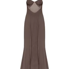 Сетчатое макси-платье с разрезом