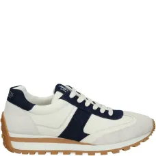 Белые-синие кожаные кроссовки