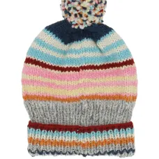 Вязаная шапка с помпоном и полосками