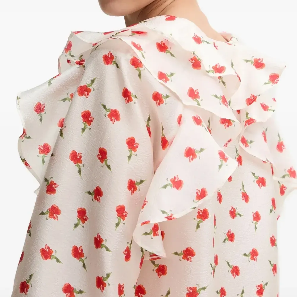 Блузка с оборками и цветочным принтом