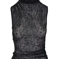 Кружевной топ с высоким воротником