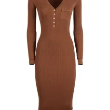 Вязаное миди-платье в рубчик Вязаное миди-платье в рубчик