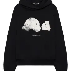 Худи с графичным принтом "Сломанный медведь" и эффектом распыления