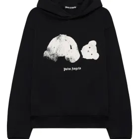 Худи с графичным принтом "Сломанный медведь" и эффектом распыления