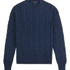 Свитер с плетёным узором и круглым вырезом