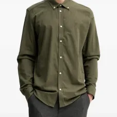 Песочная рубашка на пуговицах с длинными рукавами
