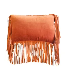 Декоративная подушка с кожаной бахромой