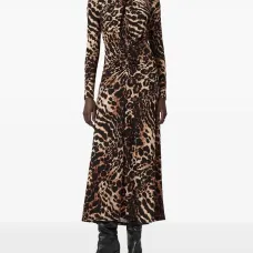 А-силуэта миди-платье с леопардовым принтом Mina А-силуэта миди-платье с леопардовым принтом Mina