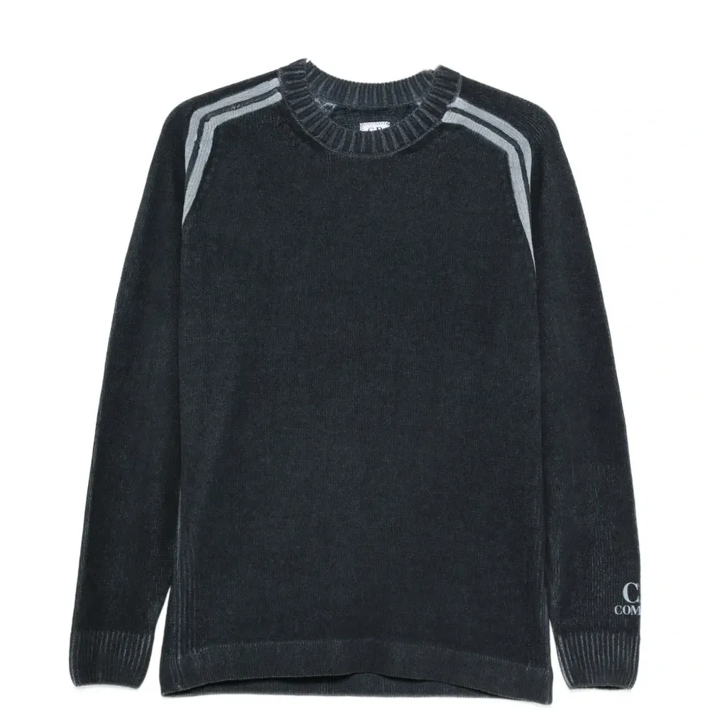 Джемпер с круглым вырезом и полосатой отделкой