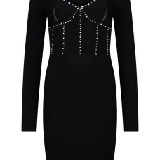 Трикотажное мини-платье с украшением