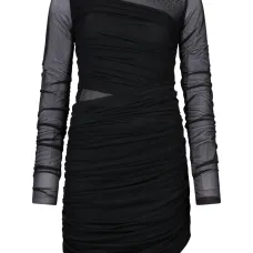 Мини-платье из тюля с длинными рукавами