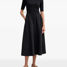 Миди-платье с кулиской и вставками