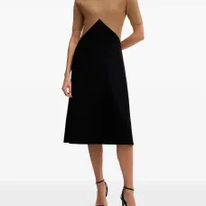 Платье миди в стиле колор-блок