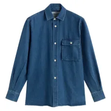 Рубашка цвета индиго с карманом