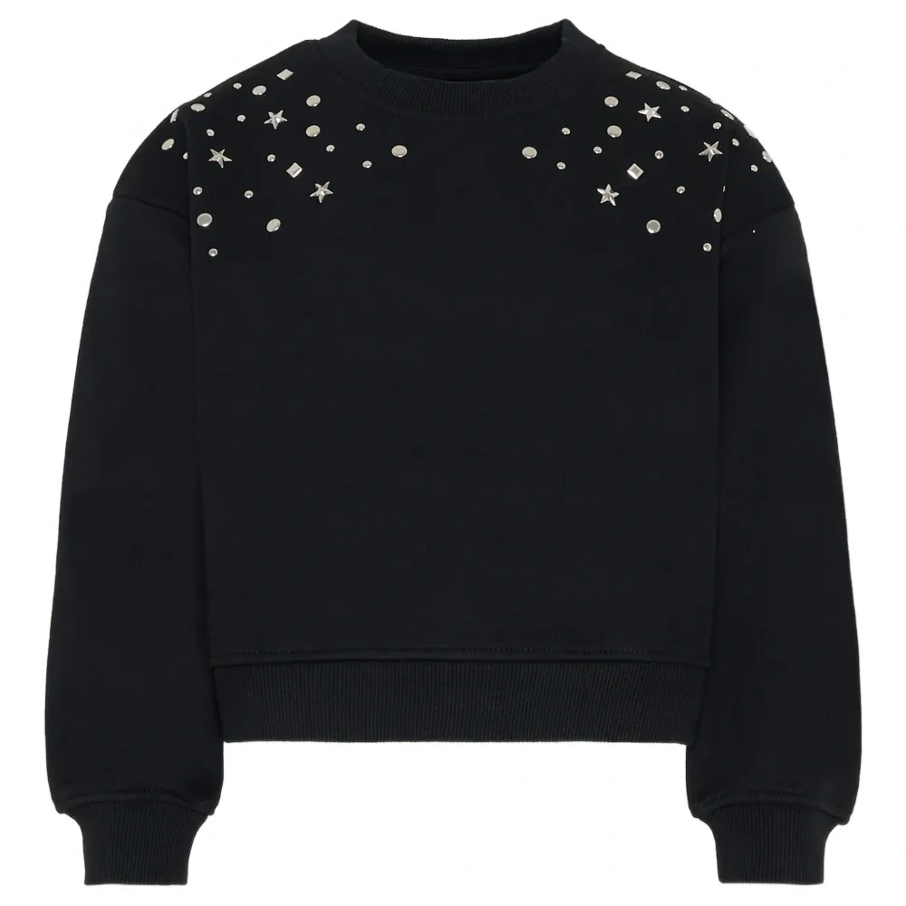 Свитшот с круглым вырезом и звёздными заклёпками