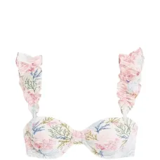 Бикини-топ с оборками цвета морских водорослей