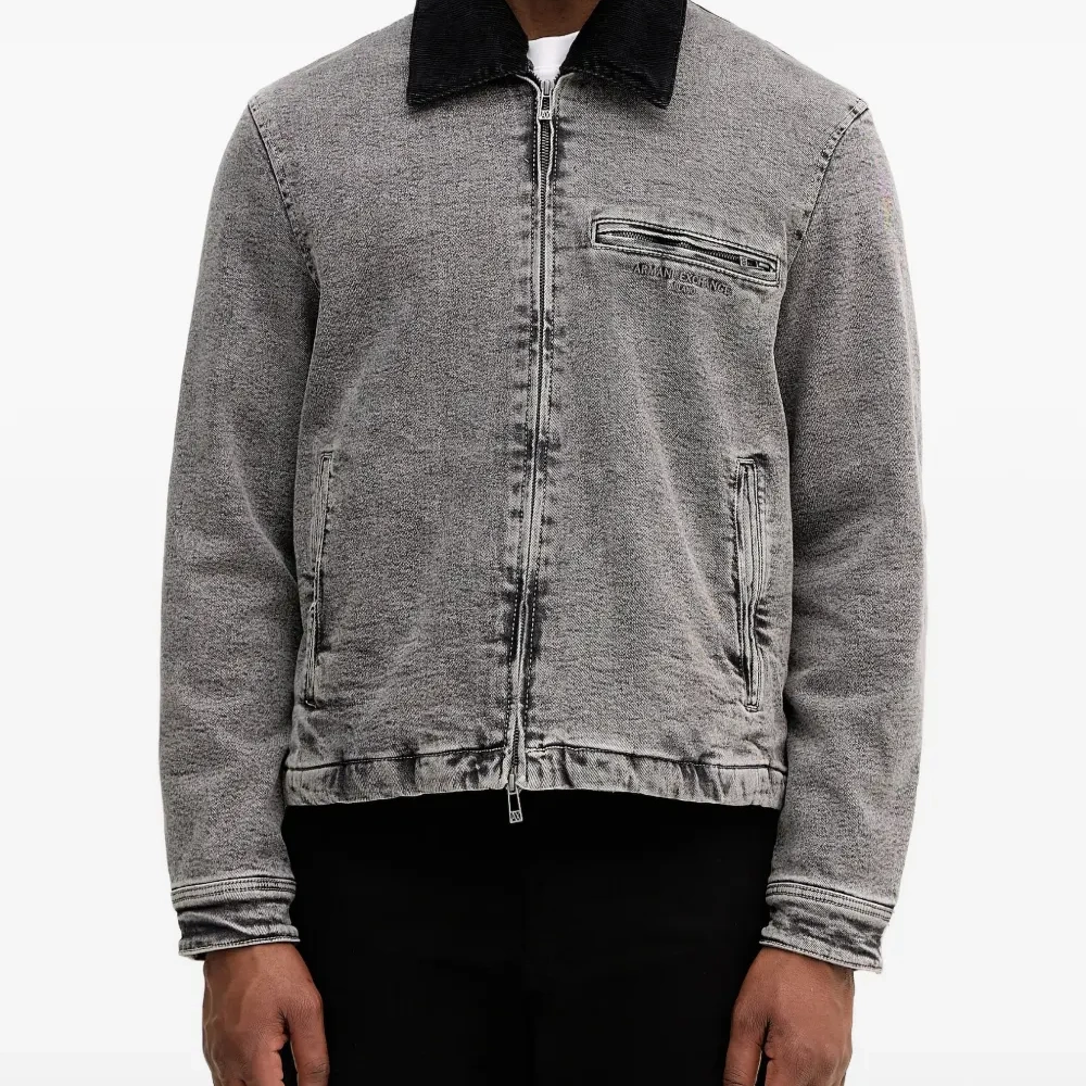 Джинсовая куртка на молнии с воротником из вельвета