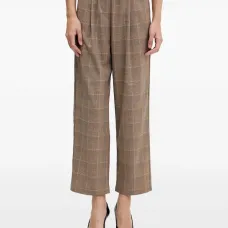 Укороченные брюки в клетку на резинке