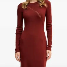 Мини-платье с длинными рукавами и круглым вырезом