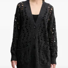 Кардиган с потертостями и карманами