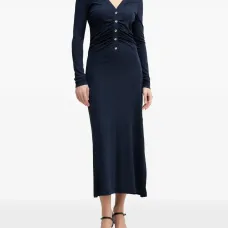 Платье миди с пуговицами и драпировкой