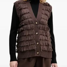 Кардиган без рукавов с бахромой