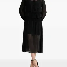 Миди-платье-рубашка с оборками и пуговицами