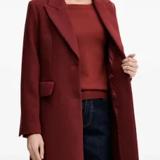 Однобортное пальто на пуговицах с карманами