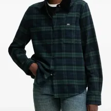 Рубашка в клетку с воротником из вельвета