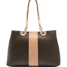 Средняя сумка-шопер с цепочкой и монограммным принтом Средняя сумка-шопер с цепочкой и монограммным принтом