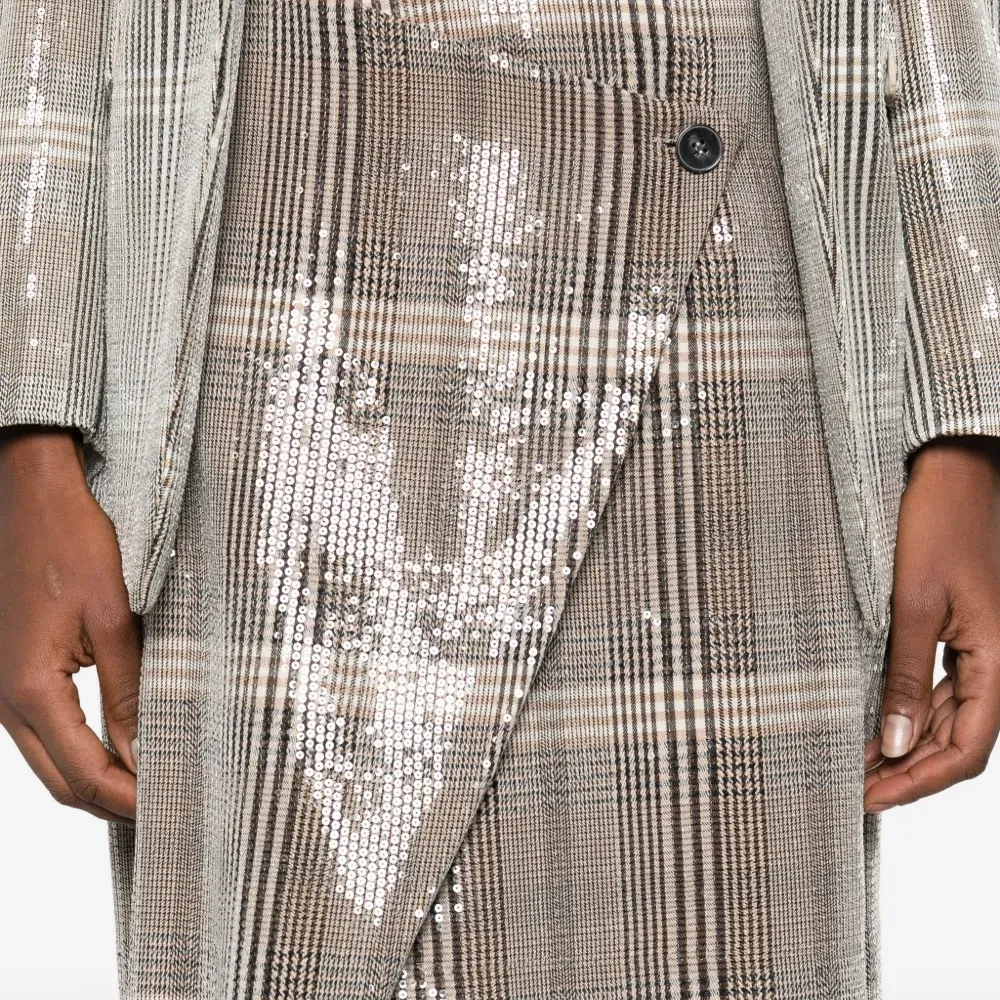 Миди-юбка в клетку с украшением из пайеток