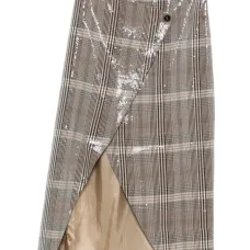 Миди-юбка в клетку с украшением из пайеток