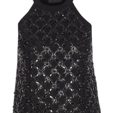 Топ с украшениями на бретельке через шею