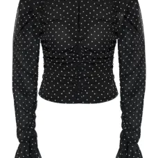 Блузка в горошек с драпировкой