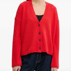 Вязаное изделие с V-образным вырезом на пуговицах