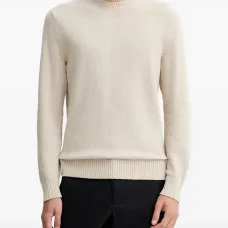 Свитер с ребристыми узором и круглым вырезом