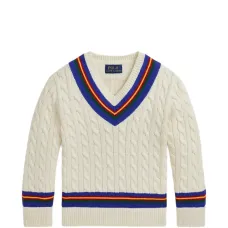 Кашемировый свитер с V-образным вырезом и косичками