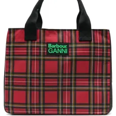 Тканевая сумка-шоппер в тартан с логотипом